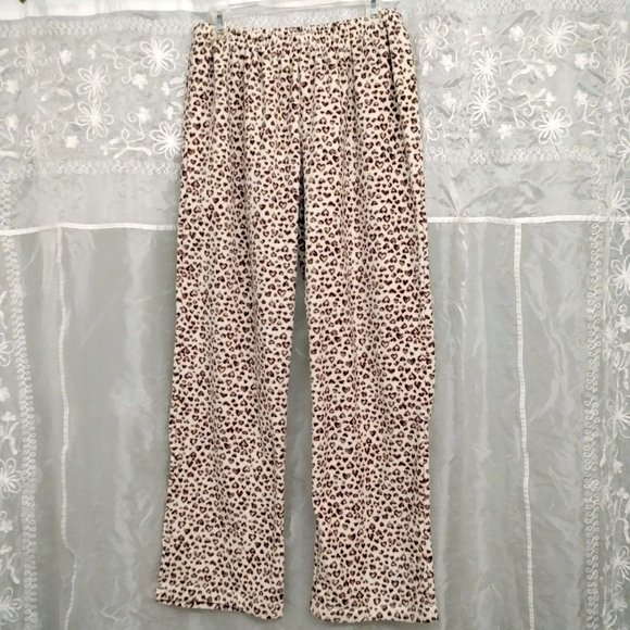 NEW Leopard & Cream Fleece Pajama Set, L - Picture 10 of 12